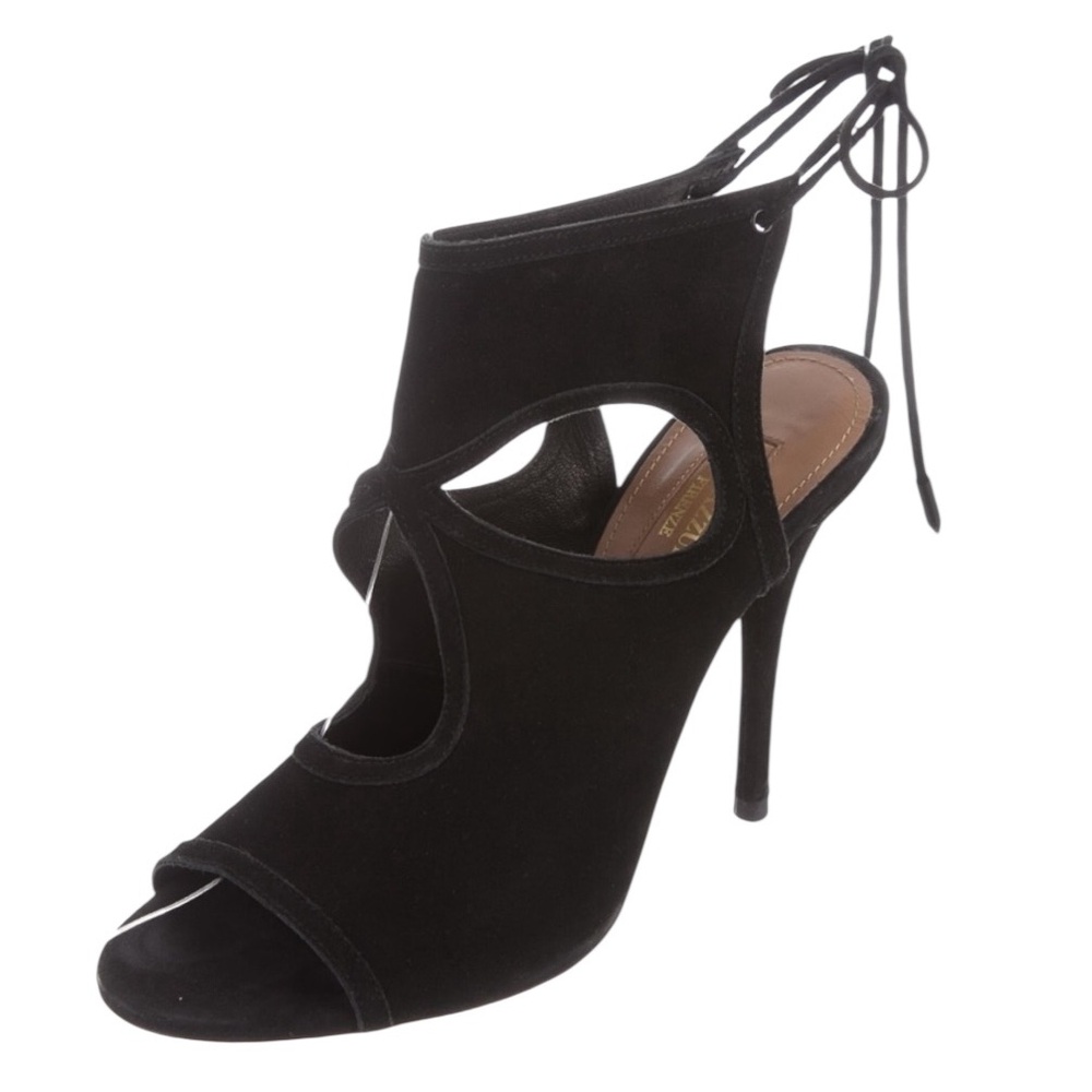 Aquazzura Sexy Thing Black Lace-Up Heels